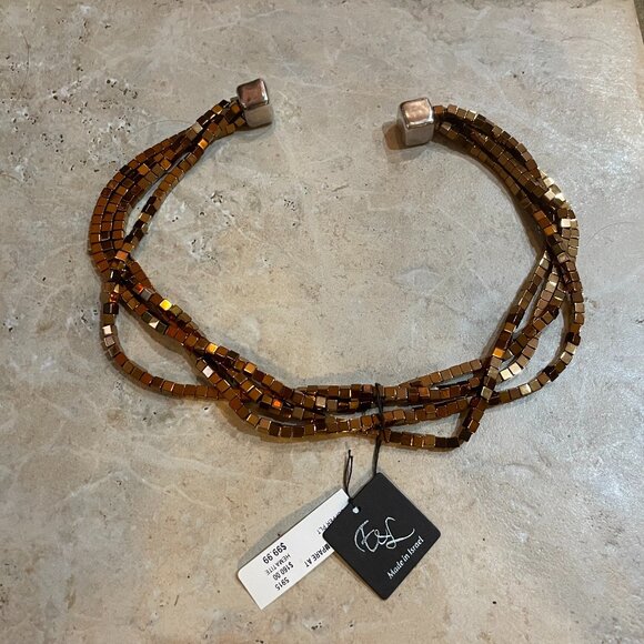 Multi Stranded Unique Statement Necklace Sterling Silver Copper Plated Hematite - Picture 3 of 4